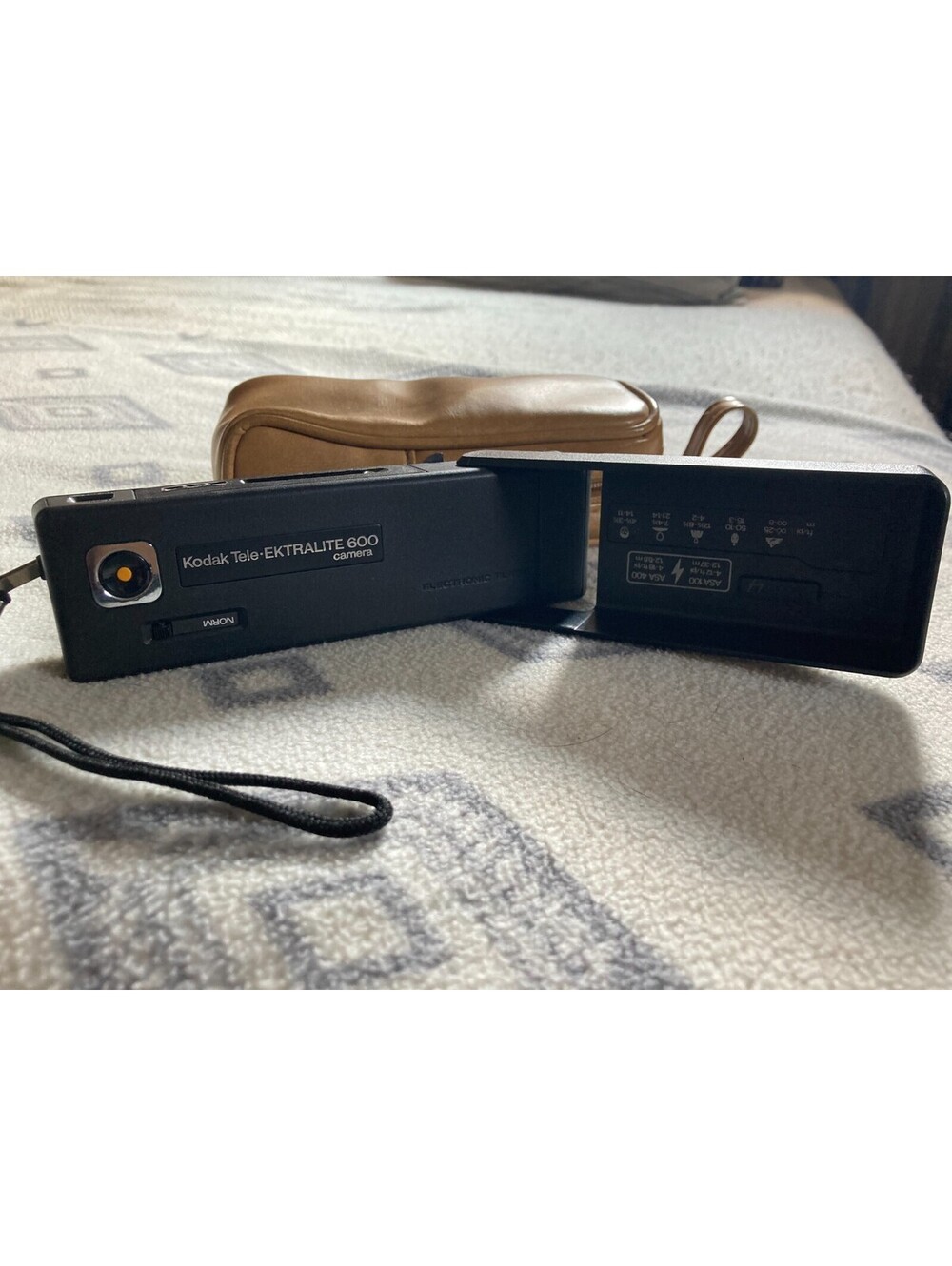 Kodak 600 camera with vintage leather camera case